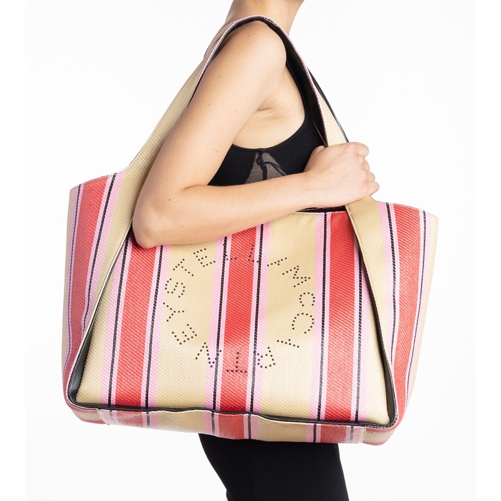 STELLA MCCARTNEY red logo stripe large tote NWT